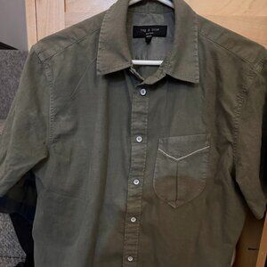Rag & Bone Short Sleeve Arrow Shirt S Green